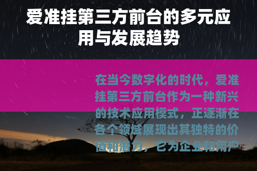 爱准挂第三方前台的多元应用与发展趋势