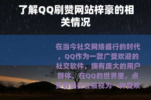 了解QQ刷赞网站梓豪的相关情况