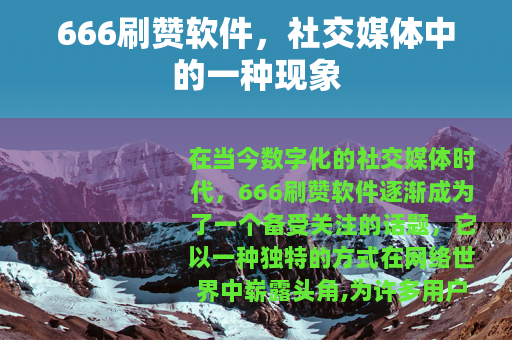 666刷赞软件，社交媒体中的一种现象
