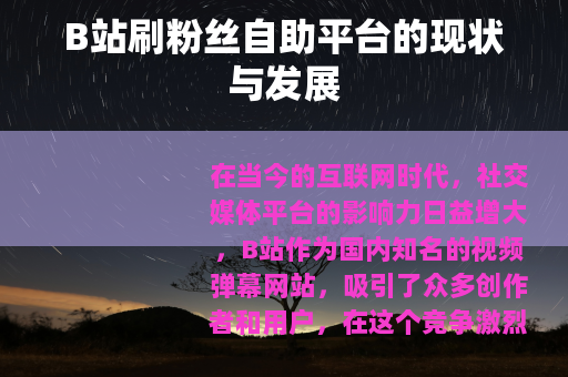 B站刷粉丝自助平台的现状与发展