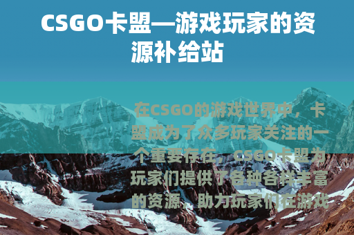 CSGO卡盟—游戏玩家的资源补给站 CSGO卡盟—游戏玩家的资源补给站