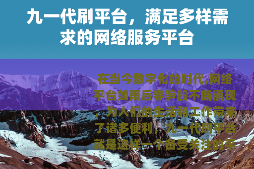 九一代刷平台，满足多样需求的网络服务平台