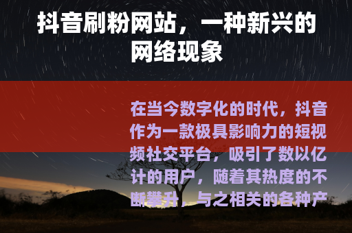 抖音刷粉网站，一种新兴的网络现象
