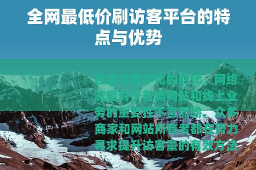 全网最低价刷访客平台的特点与优势