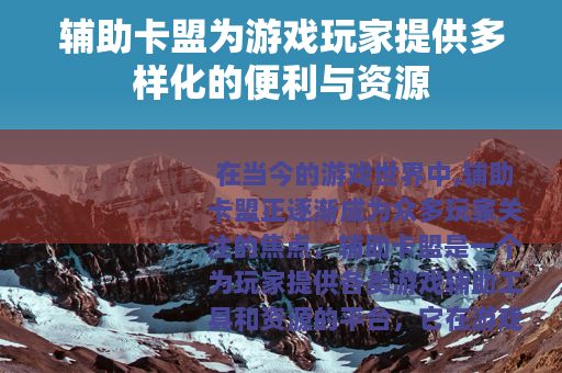 辅助卡盟为游戏玩家提供多样化的便利与资源