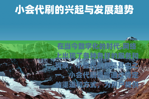 小会代刷的兴起与发展趋势