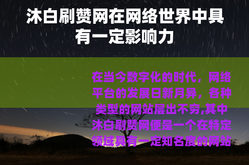 沐白刷赞网在网络世界中具有一定影响力