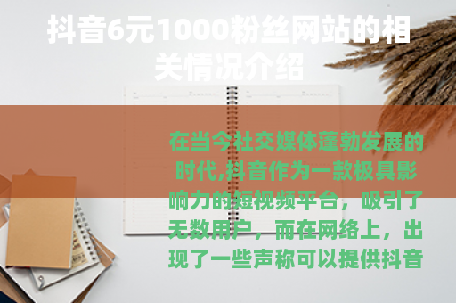 抖音6元1000粉丝网站的相关情况介绍