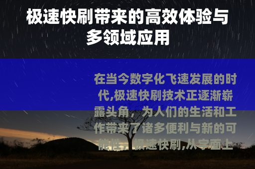 极速快刷带来的高效体验与多领域应用