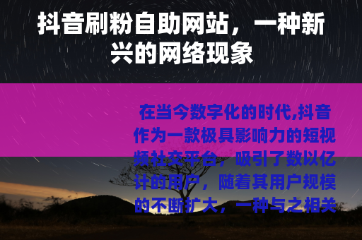 抖音刷粉自助网站，一种新兴的网络现象