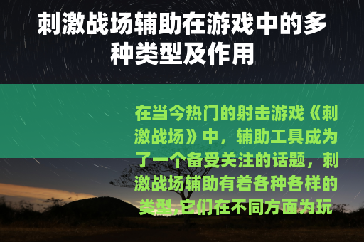 刺激战场辅助在游戏中的多种类型及作用 刺激战场辅助在游戏中的多种类型及作用