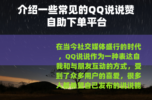 介绍一些常见的QQ说说赞自助下单平台