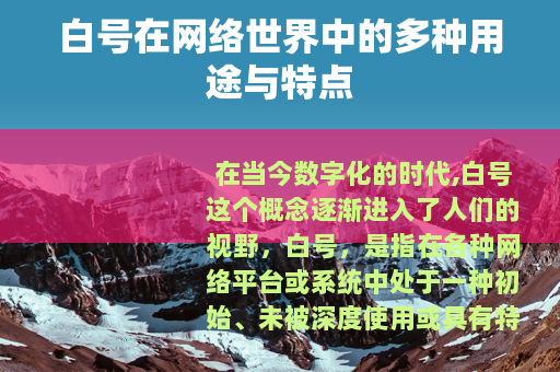 白号在网络世界中的多种用途与特点