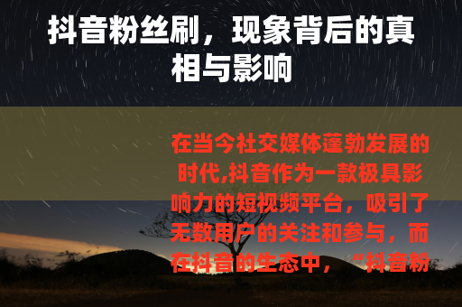 抖音粉丝刷，现象背后的真相与影响