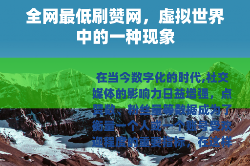 全网最低刷赞网，虚拟世界中的一种现象