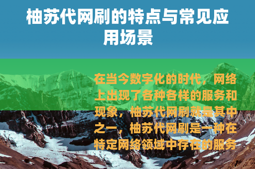 柚苏代网刷的特点与常见应用场景