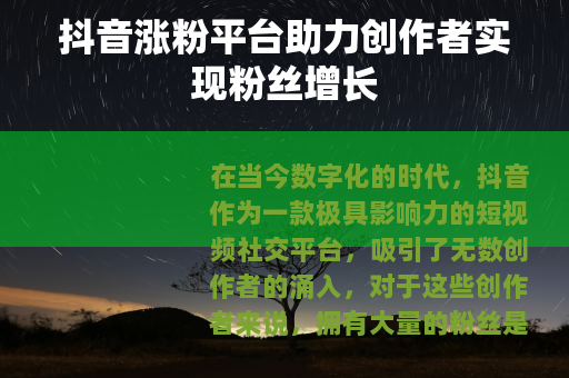 抖音涨粉平台助力创作者实现粉丝增长