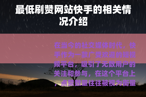 最低刷赞网站快手的相关情况介绍
