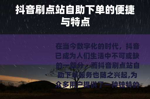 抖音刷点站自助下单的便捷与特点