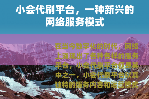 小会代刷平台，一种新兴的网络服务模式