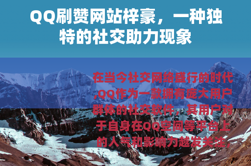 QQ刷赞网站梓豪，一种独特的社交助力现象