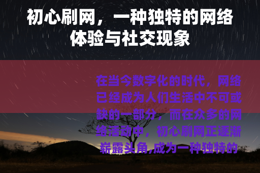 初心刷网，一种独特的网络体验与社交现象