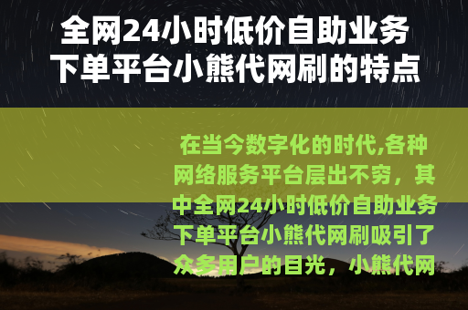 全网24小时低价自助业务下单平台小熊代网刷的特点介绍