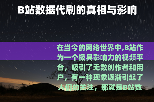 B站数据代刷的真相与影响