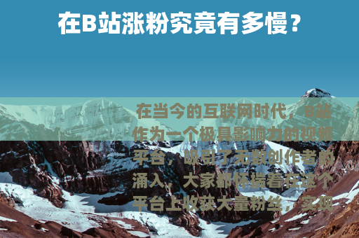 在B站涨粉究竟有多慢？