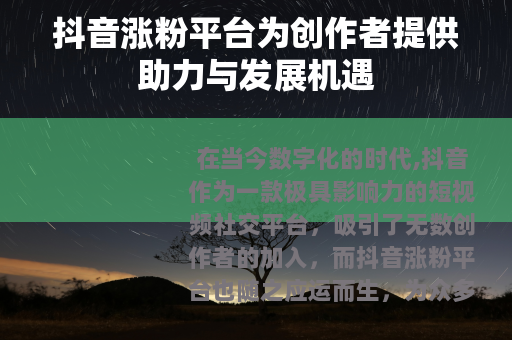抖音涨粉平台为创作者提供助力与发展机遇