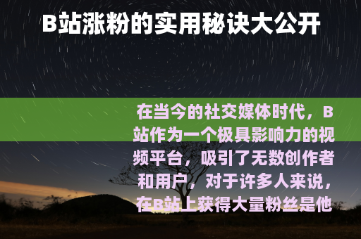 B站涨粉的实用秘诀大公开