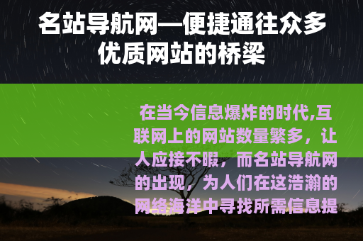 名站导航网—便捷通往众多优质网站的桥梁