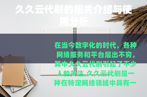 久久云代刷的相关介绍与使用分析