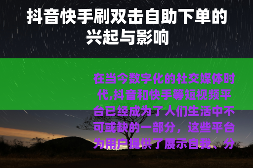 抖音快手刷双击自助下单的兴起与影响