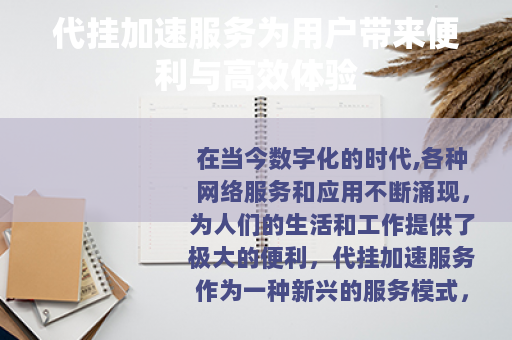 代挂加速服务为用户带来便利与高效体验