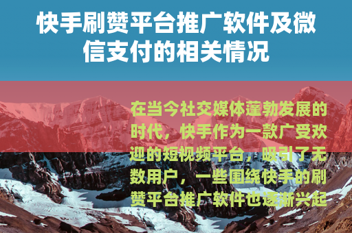 快手刷赞平台推广软件及微信支付的相关情况