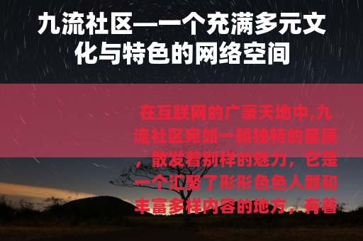 九流社区—一个充满多元文化与特色的网络空间