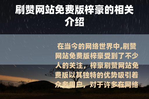 刷赞网站免费版梓豪的相关介绍