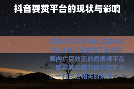 抖音耍赞平台的现状与影响