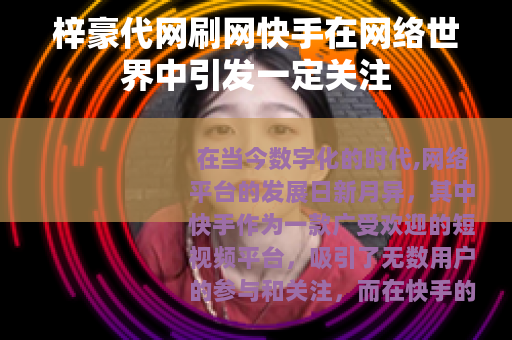 梓豪代网刷网快手在网络世界中引发一定关注