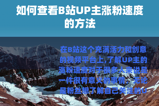 如何查看B站UP主涨粉速度的方法