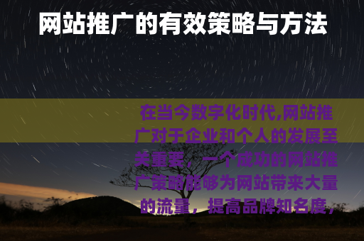 网站推广的有效策略与方法