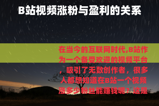 B站视频涨粉与盈利的关系