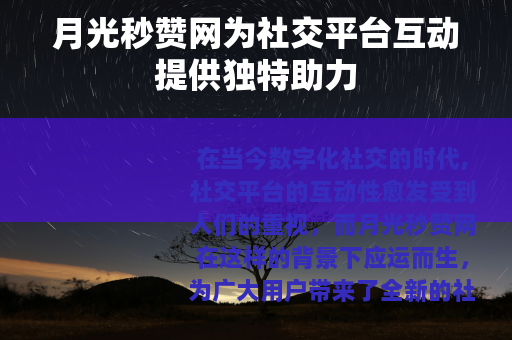 月光秒赞网为社交平台互动提供独特助力