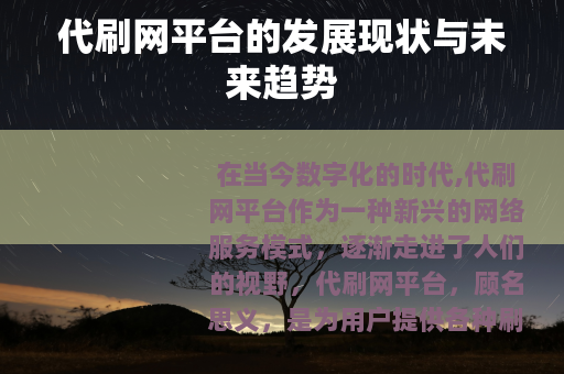 代刷网平台的发展现状与未来趋势