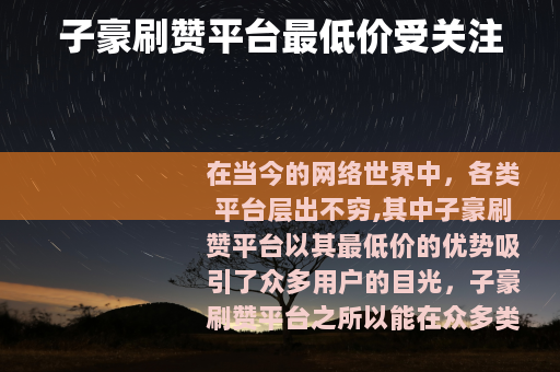 子豪刷赞平台最低价受关注