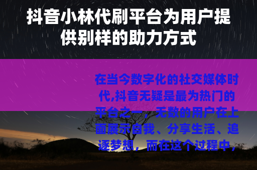 抖音小林代刷平台为用户提供别样的助力方式