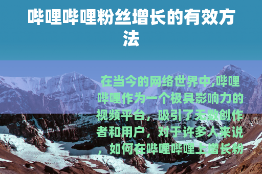 哔哩哔哩粉丝增长的有效方法