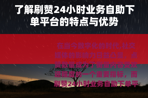 了解刷赞24小时业务自助下单平台的特点与优势