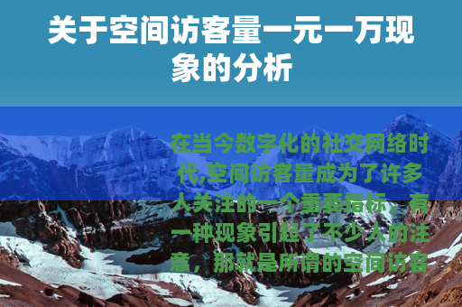 关于空间访客量一元一万现象的分析